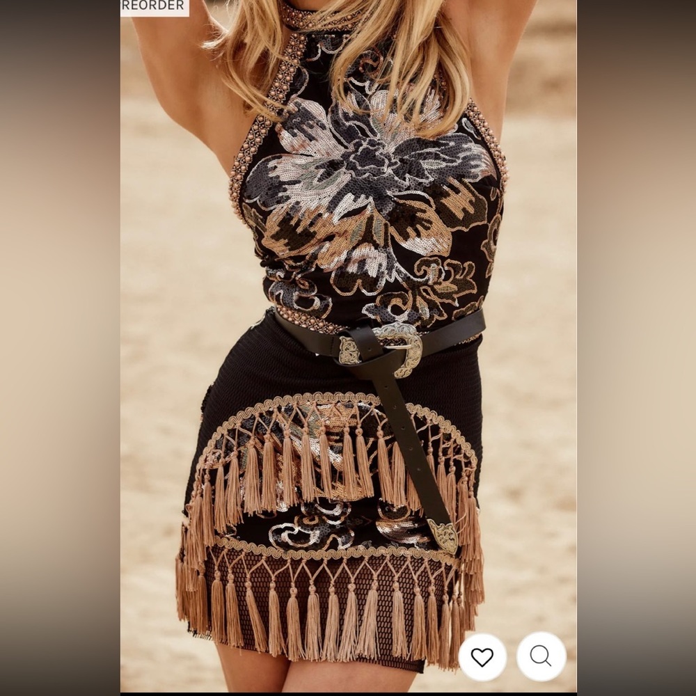 12th Tribe GOLD DUST SEQUIN FRINGE DRESS, Medium, NWT